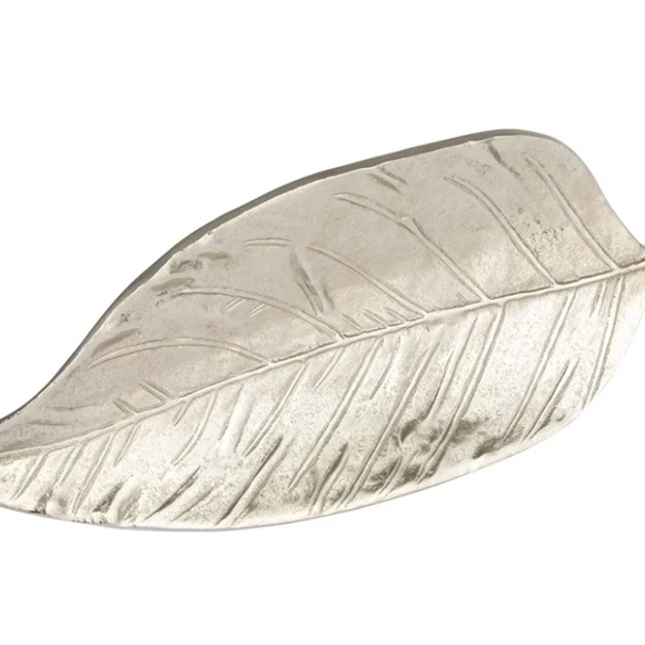 Bloomingville Aluminum Leaf Shaped, Silver Finish Tray - Picture 1 of 4